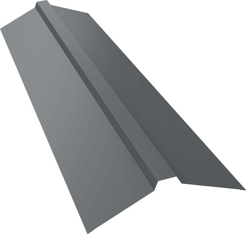 Планка конька прямоугольного 115х30х115 Grand Line 0,7 ПЭ с пленкой RAL 7004 сигнальный серый (2м)