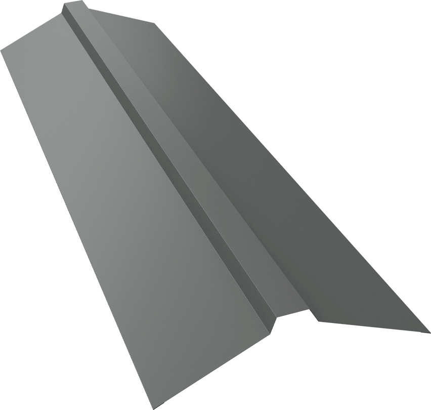 Планка конька прямоугольного 115х30х115 Grand Line 0,45 ПЭ с пленкой RAL 9006 бело-алюминиевый (3м)