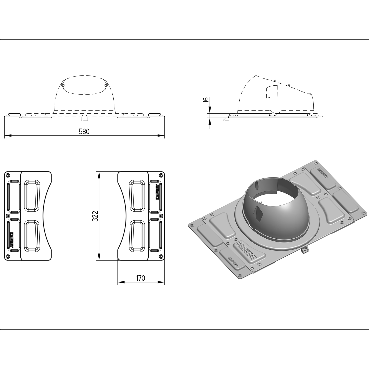Элемент доборный к основанию Krovent Base-VT General красный
