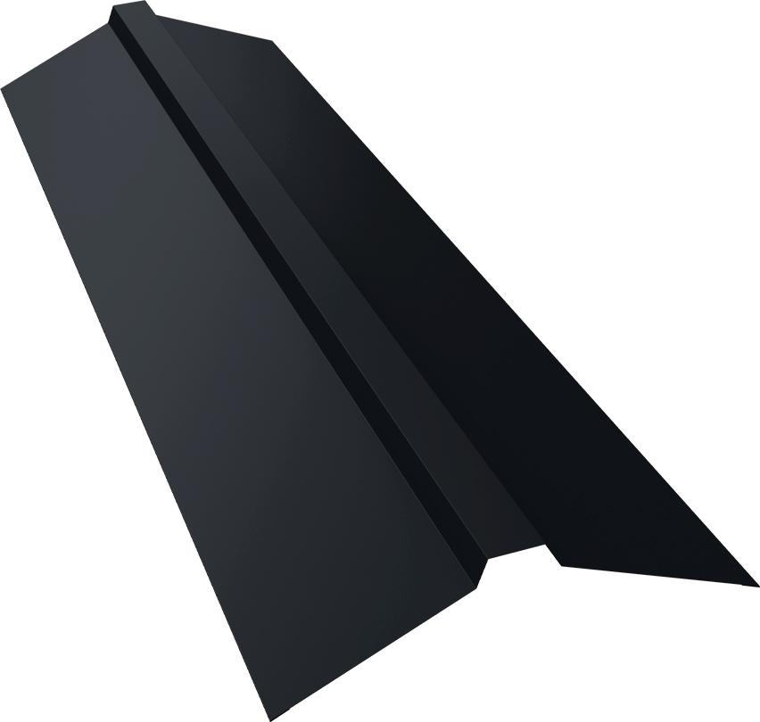 Планка конька прямоугольного 115х30х115 Grand Line 0,45 ПЭ с пленкой RAL 7024 мокрый асфальт (3м)