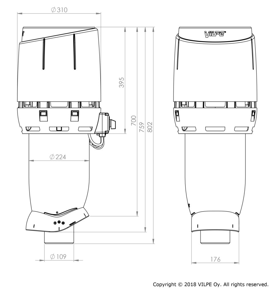 Вентилятор крышный Vilpe Flow Есo110P/700 черный