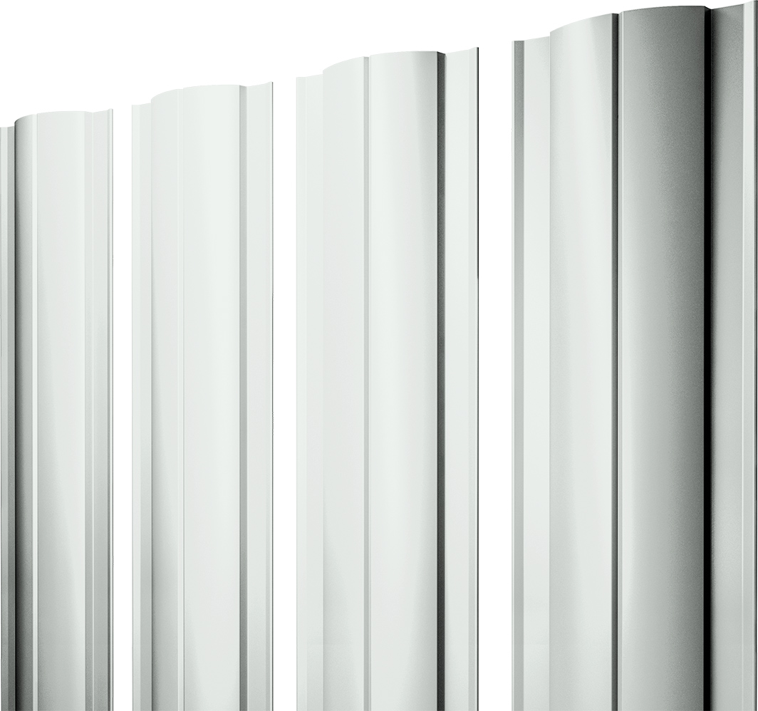 Штакетник Круглый с прямым резом Grand Line 0,45 Drap ТХ RAL 9003 сигнальный белый