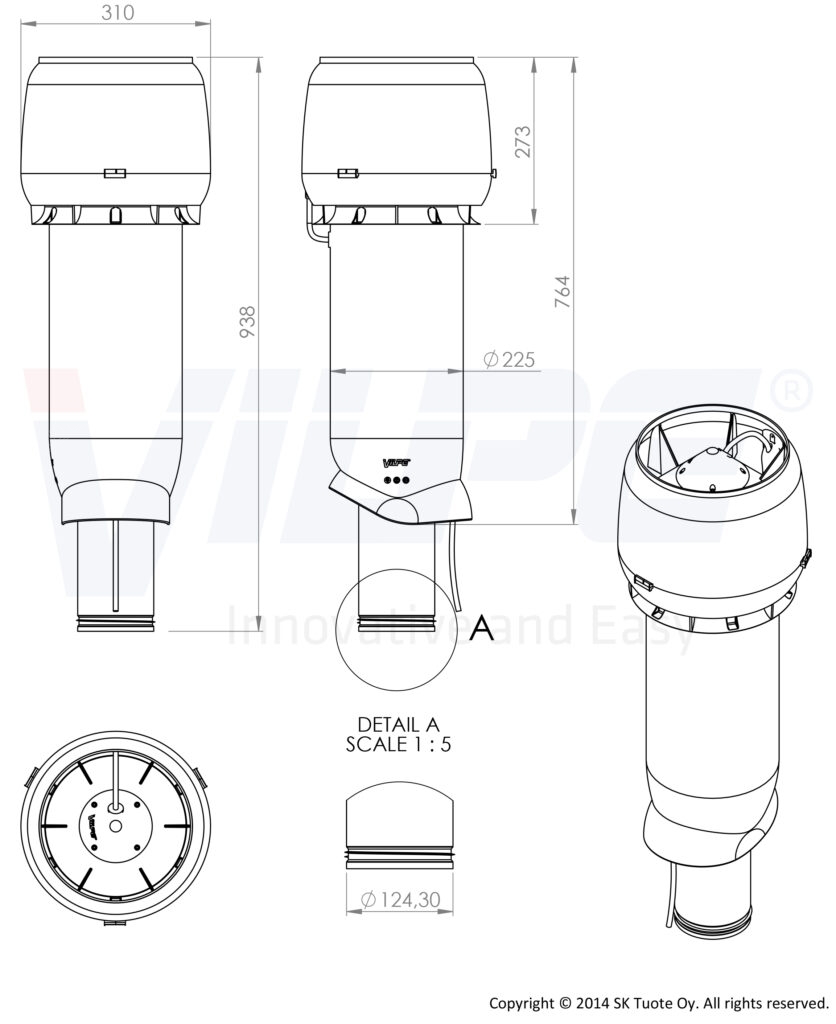 Вентилятор Vilpe Е190 P 125/700 серый