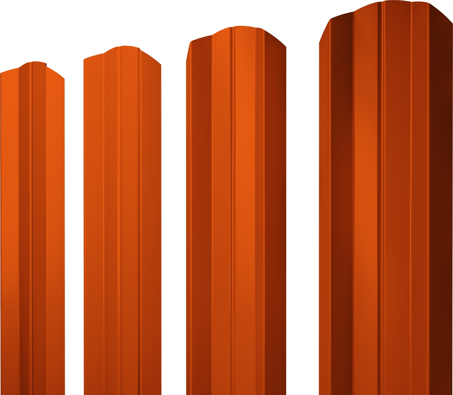 Штакетник М-образный A фигурный Grand Line 0,45 ПЭ RAL 2004 оранжевый