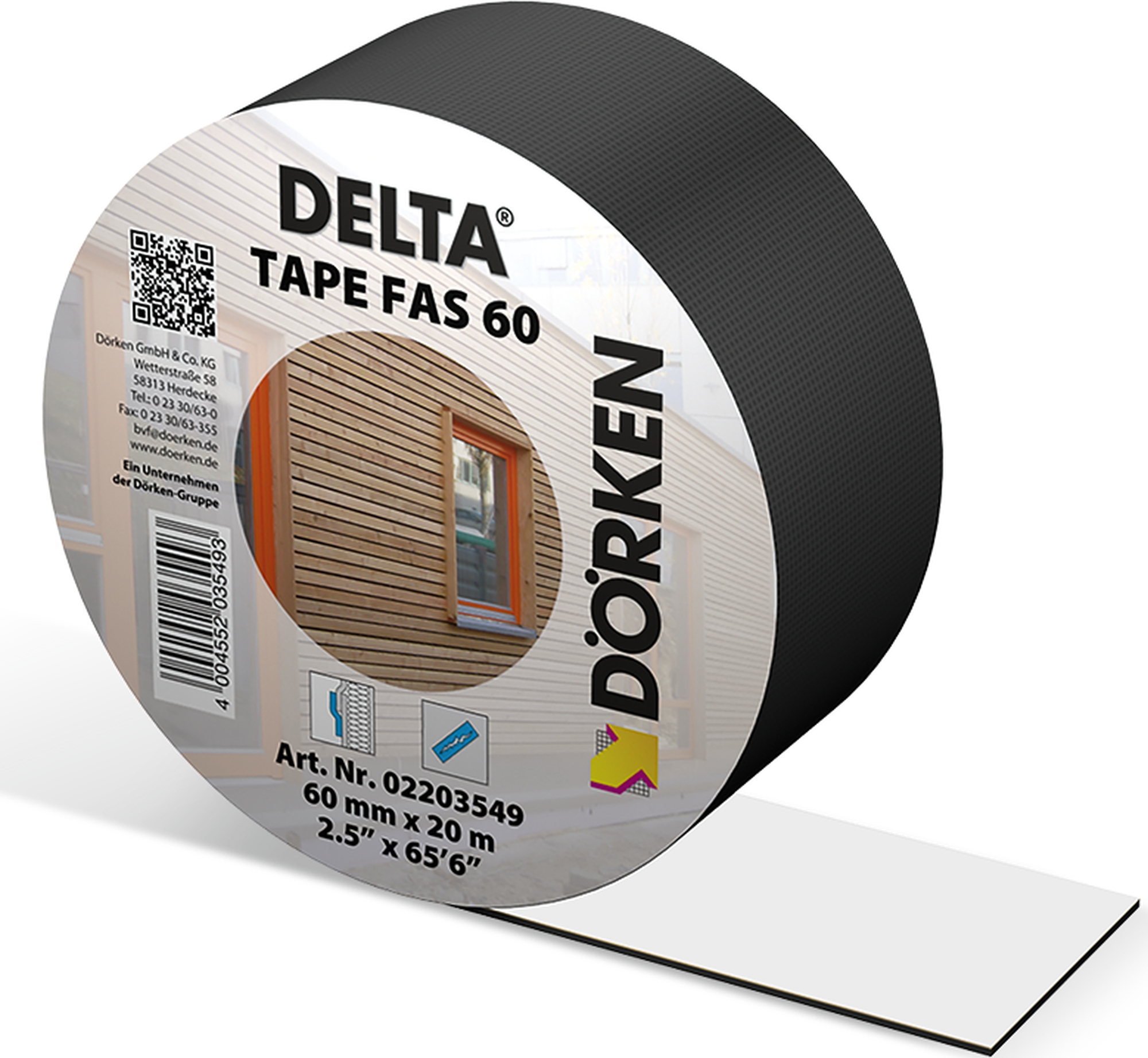 Лента Delta-Tape Fas 60 односторонняя для проклейки нахлестов фасадных мембран Delta семейства Fassade (20мх60мм)