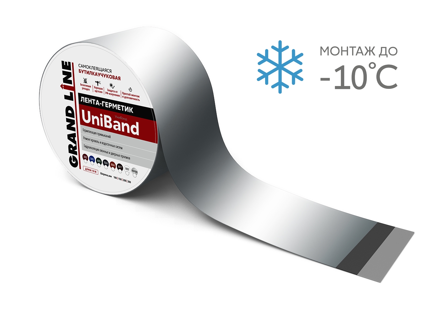 Лента герметизирующая Grand Line UniBand самоклеящаяся 10мх20см серебристая