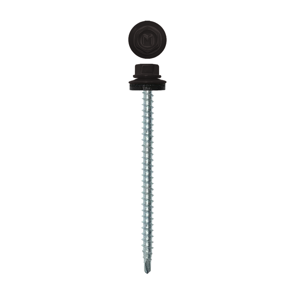 Саморез кровельный Daxmer 4,8х70 RAL 8019 (100) сверло №1