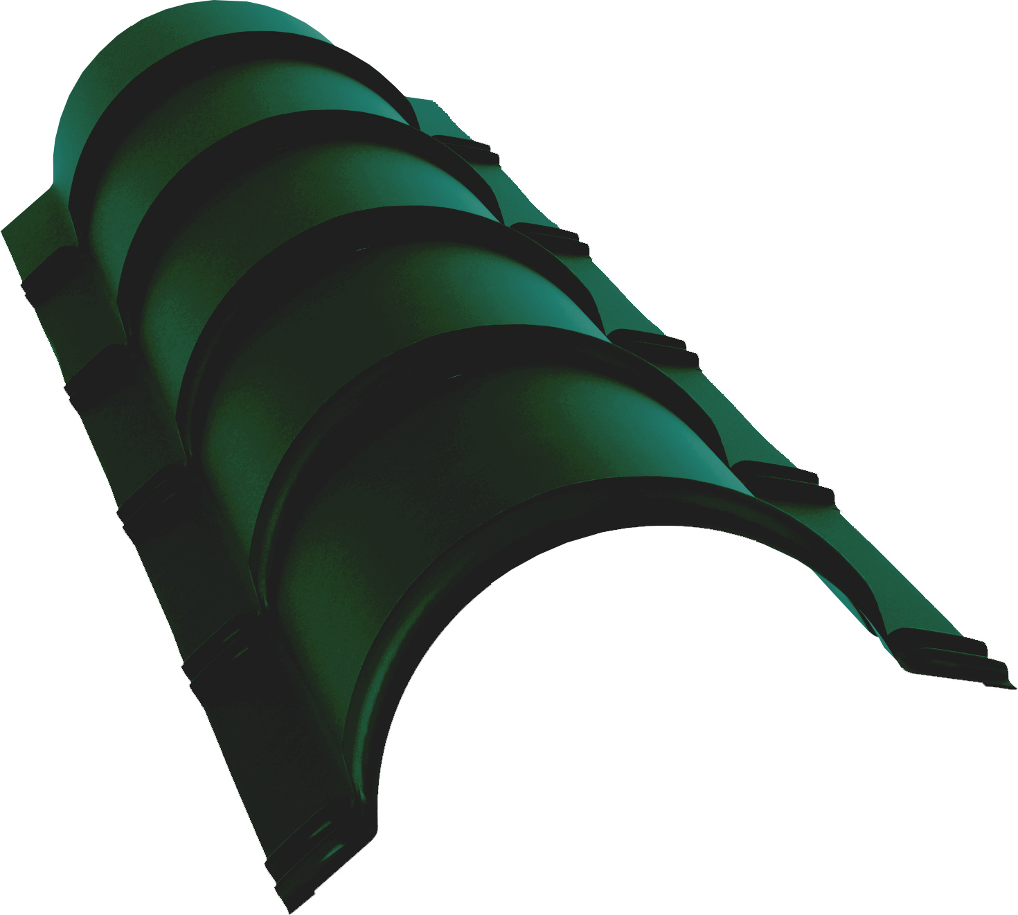 Планка конька полукруглого Grand Line 0,45 Drap RAL 6005 зеленый мох (1,97м)