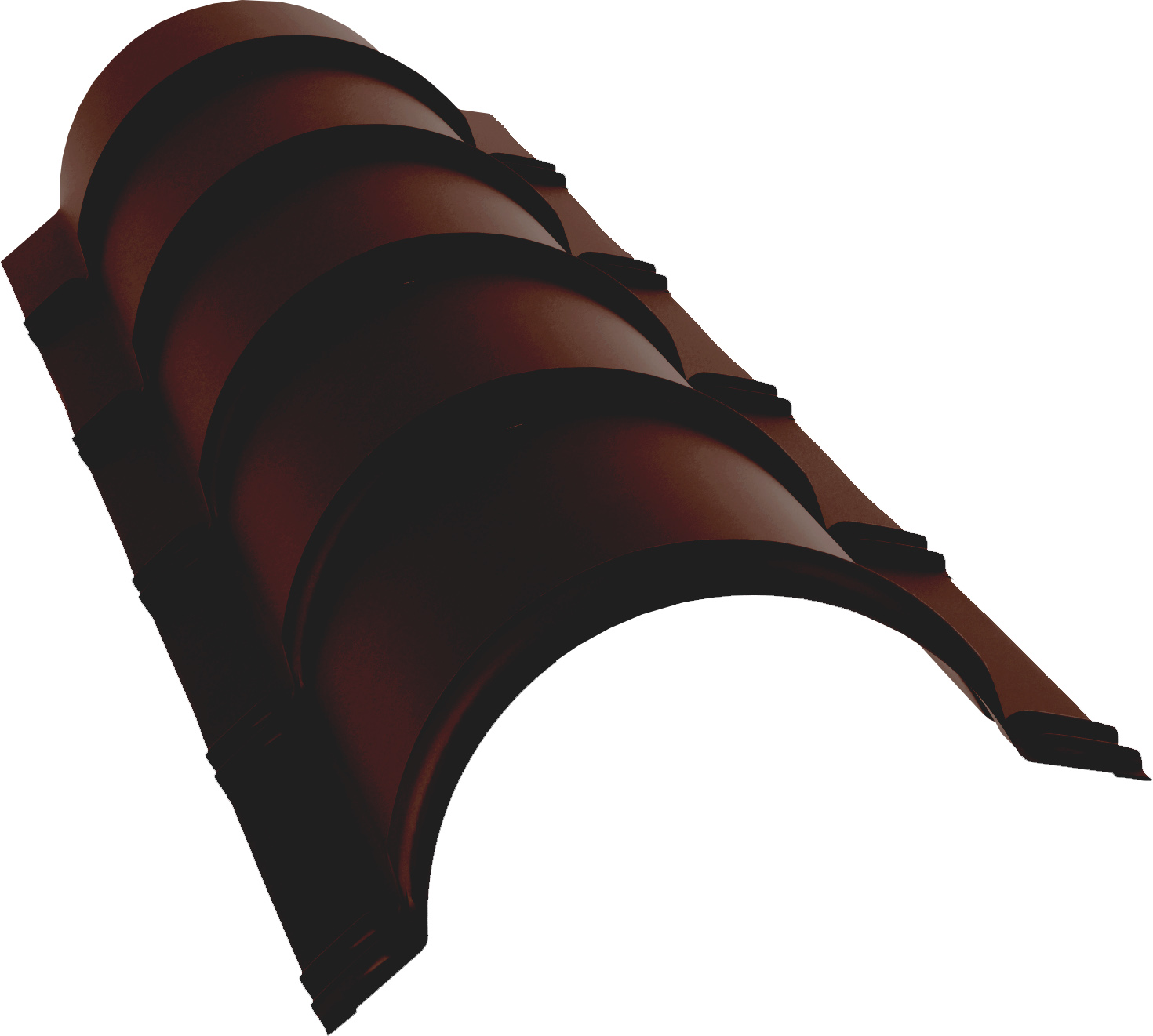 Планка конька полукруглого Grand Line 0,45 Drap TwinColor RAL 8017 шоколад (1,97м)